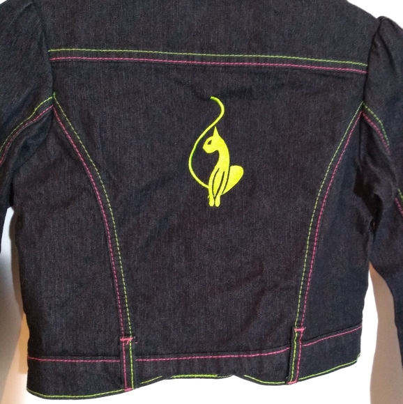 ‼️THRIFT STORE ALERT MAKE OFFER Baby Phat Jean Jacket Denim Neon Stitching Coat - Picture 8 of 12